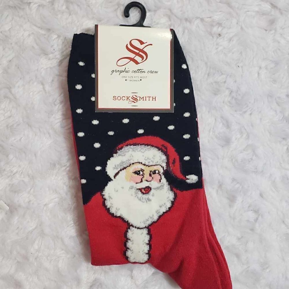 NWT Santa holiday socks womens shoe 5-10.5
